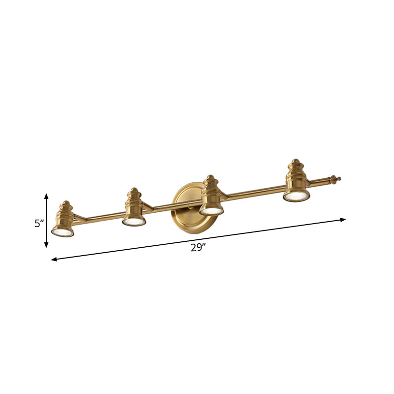 Skørter | Linear Bathroom Mirror Light Traditionalism Metal 2/3/4-Lamp Brass Wall Sconce Lighting