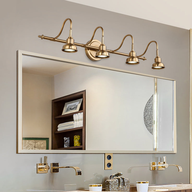 Skørter | Brass Linear LED Vanity Lighting Traditional Metal 2/3/4-Light Bathroom Wall Lamp Light