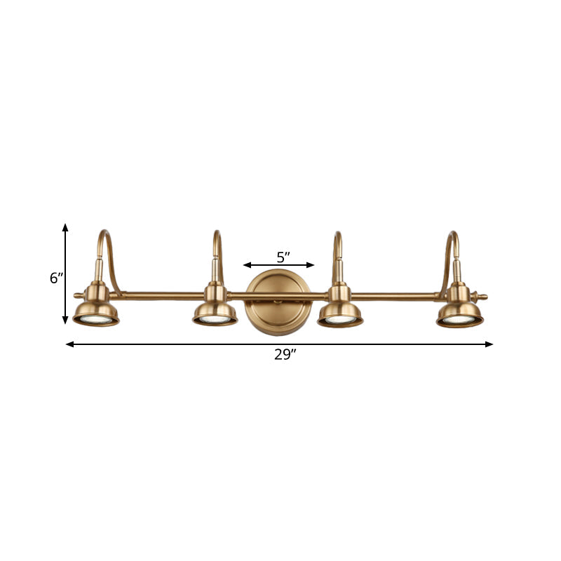 Skørter | Brass Linear LED Vanity Lighting Traditional Metal 2/3/4-Light Bathroom Wall Lamp Light