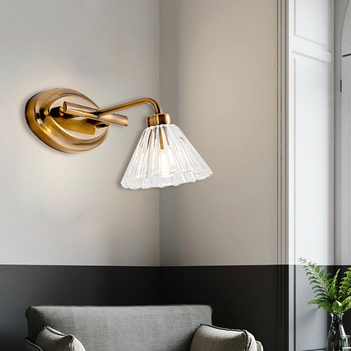 Skørter | 1/2/3-Lamp Cone Vanity Lighting Fixture Traditional Brass Metal LED Wall Light Lighting for Bathroom