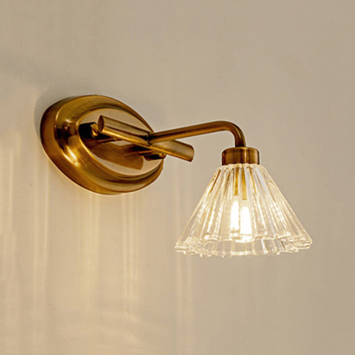 Skørter | 1/2/3-Lamp Cone Vanity Lighting Fixture Traditional Brass Metal LED Wall Light Lighting for Bathroom