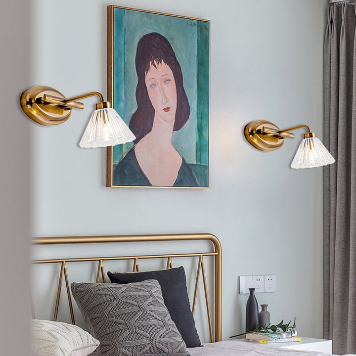 Skørter | 1/2/3-Lamp Cone Vanity Lighting Fixture Traditional Brass Metal LED Wall Light Lighting for Bathroom