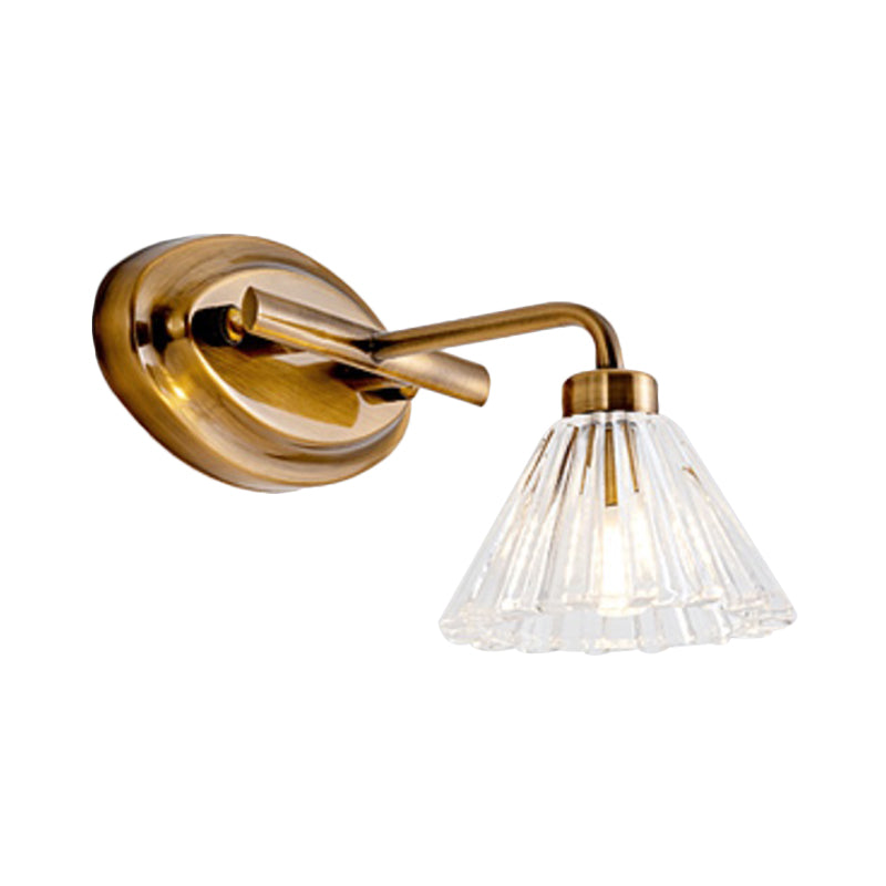 Skørter | 1/2/3-Lamp Cone Vanity Lighting Fixture Traditional Brass Metal LED Wall Light Lighting for Bathroom