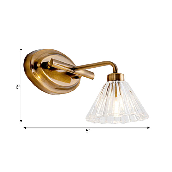 Skørter | 1/2/3-Lamp Cone Vanity Lighting Fixture Traditional Brass Metal LED Wall Light Lighting for Bathroom