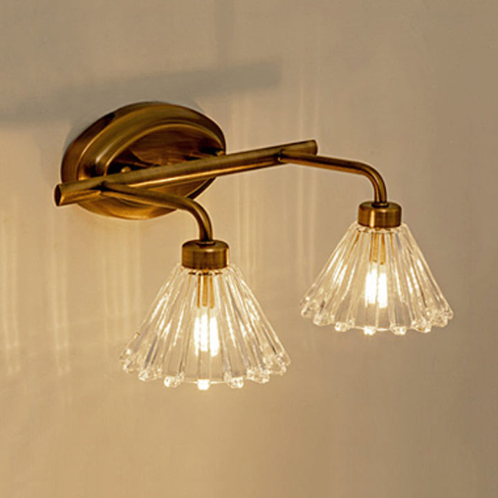 Skørter | 1/2/3-Lamp Cone Vanity Lighting Fixture Traditional Brass Metal LED Wall Light Lighting for Bathroom