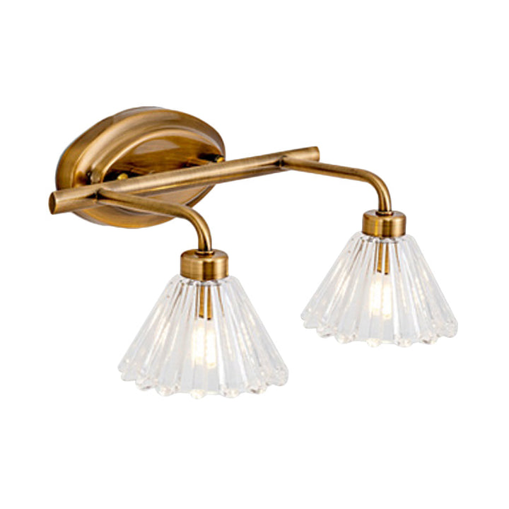 Skørter | 1/2/3-Lamp Cone Vanity Lighting Fixture Traditional Brass Metal LED Wall Light Lighting for Bathroom