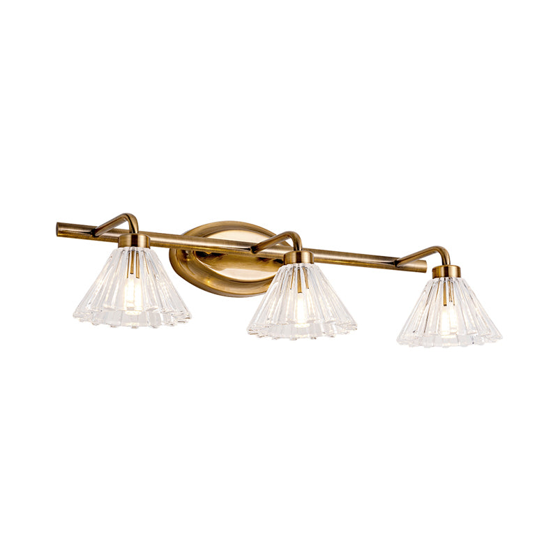 Skørter | 1/2/3-Lamp Cone Vanity Lighting Fixture Traditional Brass Metal LED Wall Light Lighting for Bathroom