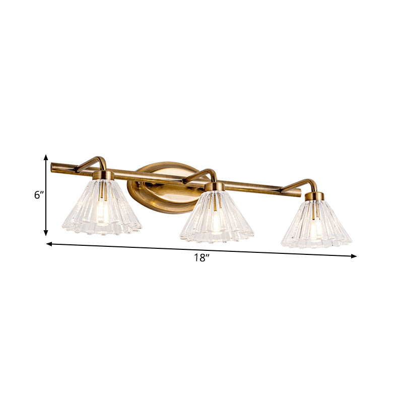 Skørter | 1/2/3-Lamp Cone Vanity Lighting Fixture Traditional Brass Metal LED Wall Light Lighting for Bathroom