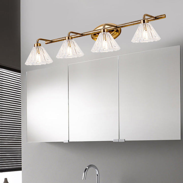 Skørter | 1/2/3-Lamp Cone Vanity Lighting Fixture Traditional Brass Metal LED Wall Light Lighting for Bathroom