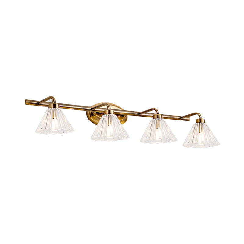 Skørter | 1/2/3-Lamp Cone Vanity Lighting Fixture Traditional Brass Metal LED Wall Light Lighting for Bathroom