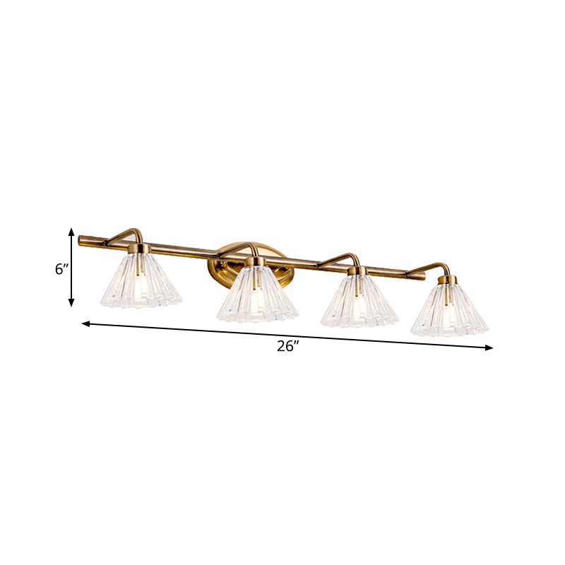 Skørter | 1/2/3-Lamp Cone Vanity Lighting Fixture Traditional Brass Metal LED Wall Light Lighting for Bathroom