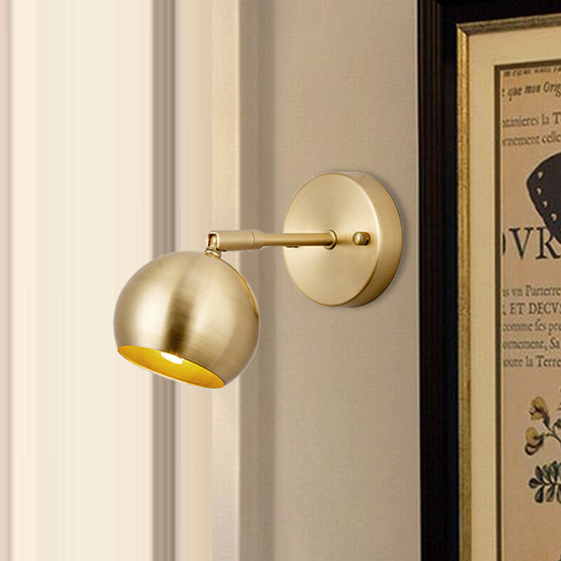 Skørter | 1/2/3-Bulb LED Dome Wall Lamp Traditional Brass Metal Vanity Wall Light Fixture for Bathroom