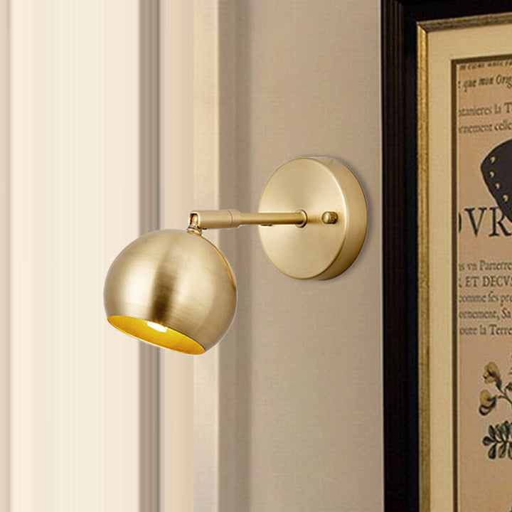 Skørter | 1/2/3-Bulb LED Dome Wall Lamp Traditional Brass Metal Vanity Wall Light Fixture for Bathroom
