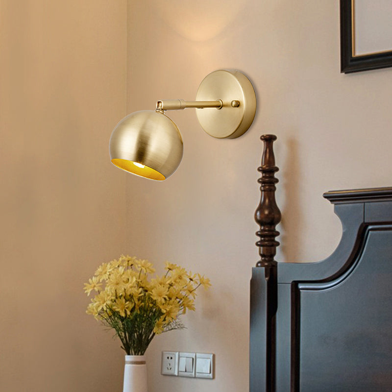 Skørter | 1/2/3-Bulb LED Dome Wall Lamp Traditional Brass Metal Vanity Wall Light Fixture for Bathroom