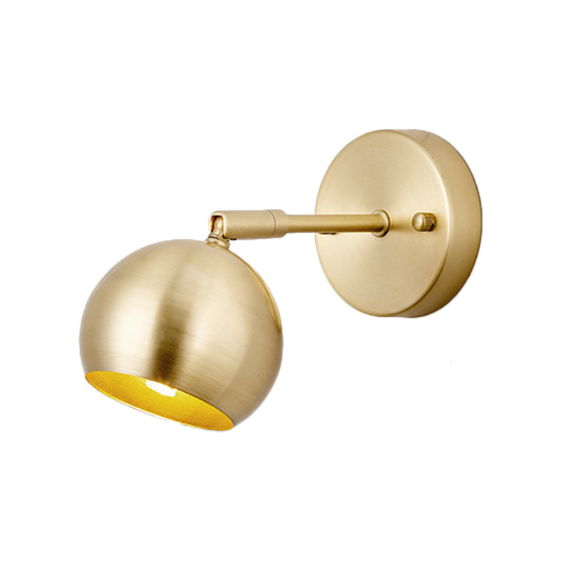 Skørter | 1/2/3-Bulb LED Dome Wall Lamp Traditional Brass Metal Vanity Wall Light Fixture for Bathroom