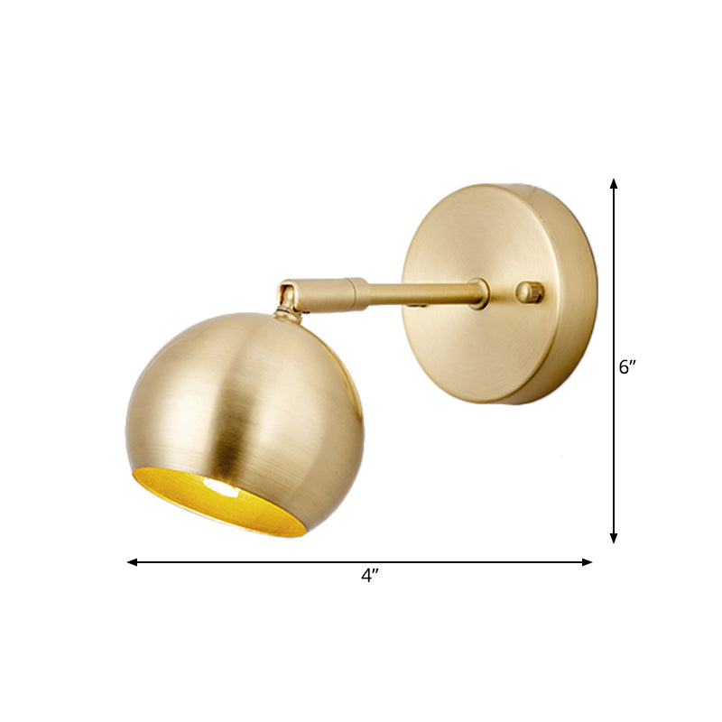 Skørter | 1/2/3-Bulb LED Dome Wall Lamp Traditional Brass Metal Vanity Wall Light Fixture for Bathroom