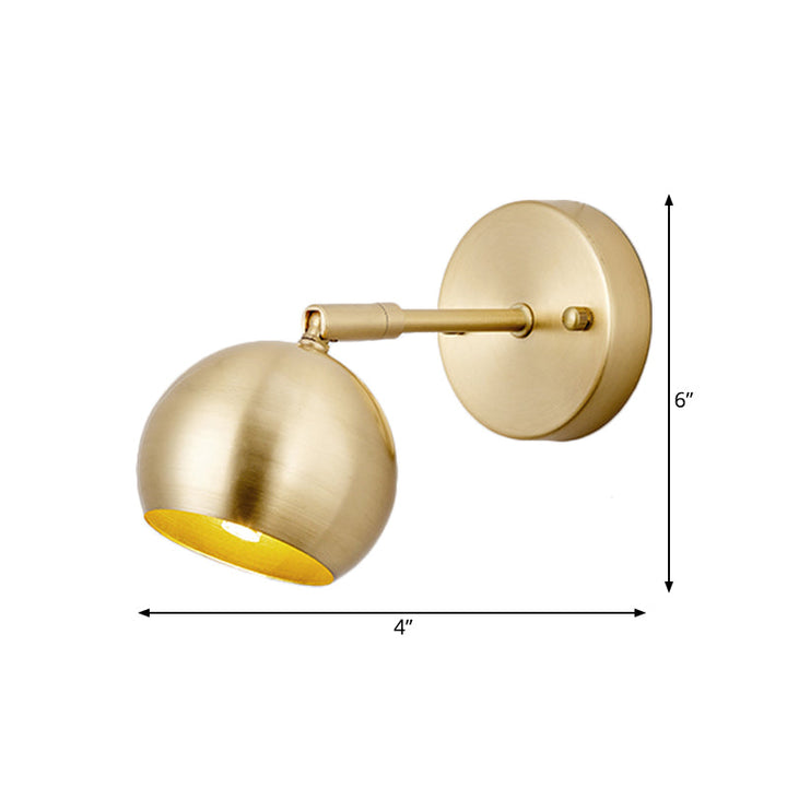 Skørter | 1/2/3-Bulb LED Dome Wall Lamp Traditional Brass Metal Vanity Wall Light Fixture for Bathroom