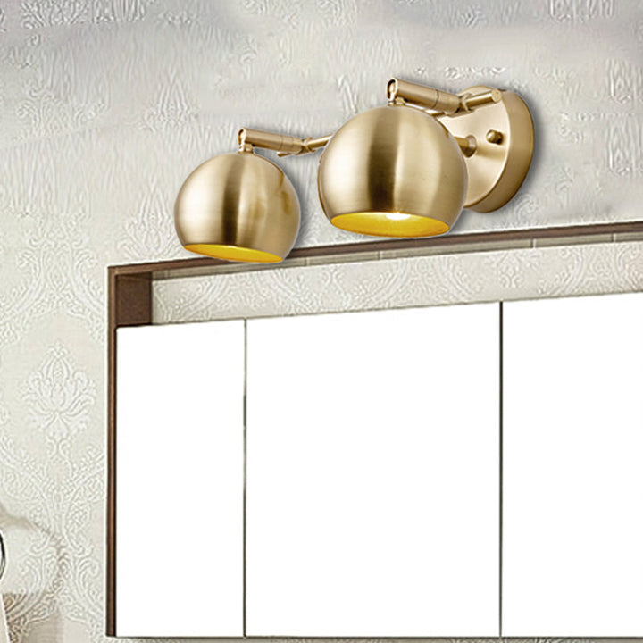 Skørter | 1/2/3-Bulb LED Dome Wall Lamp Traditional Brass Metal Vanity Wall Light Fixture for Bathroom