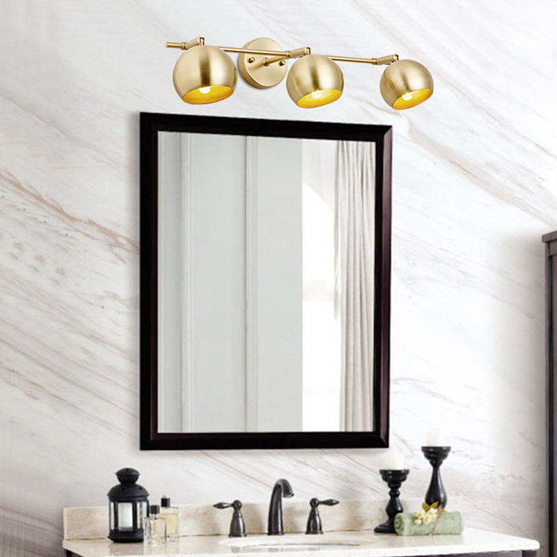 Skørter | 1/2/3-Bulb LED Dome Wall Lamp Traditional Brass Metal Vanity Wall Light Fixture for Bathroom