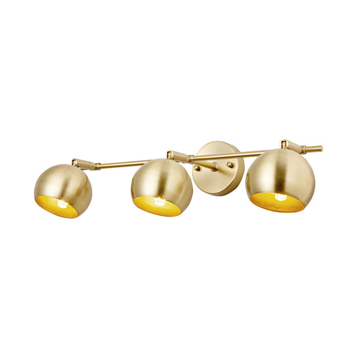 Skørter | 1/2/3-Bulb LED Dome Wall Lamp Traditional Brass Metal Vanity Wall Light Fixture for Bathroom
