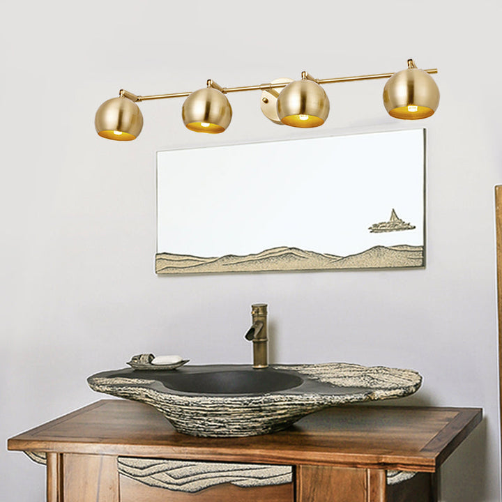 Skørter | 1/2/3-Bulb LED Dome Wall Lamp Traditional Brass Metal Vanity Wall Light Fixture for Bathroom