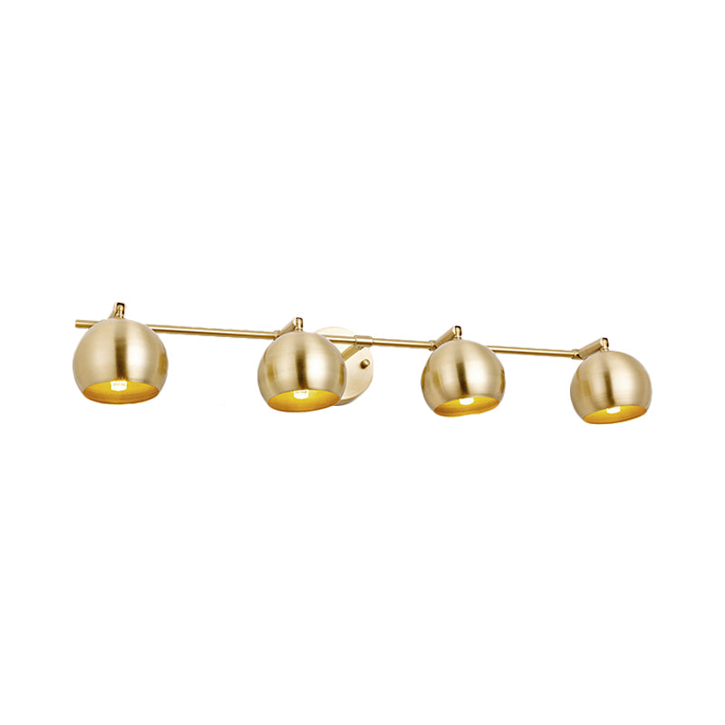 Skørter | 1/2/3-Bulb LED Dome Wall Lamp Traditional Brass Metal Vanity Wall Light Fixture for Bathroom