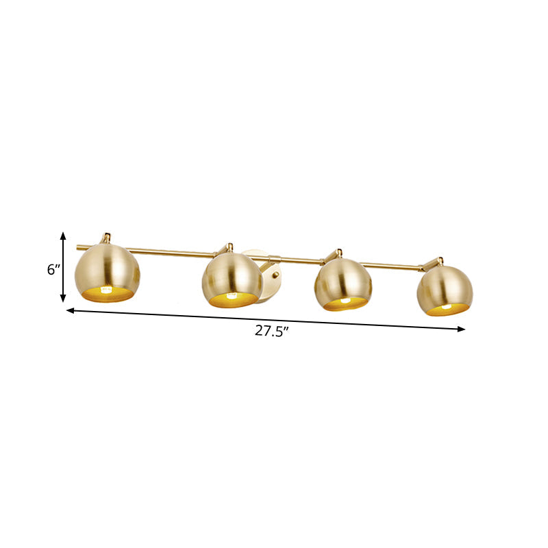 Skørter | 1/2/3-Bulb LED Dome Wall Lamp Traditional Brass Metal Vanity Wall Light Fixture for Bathroom