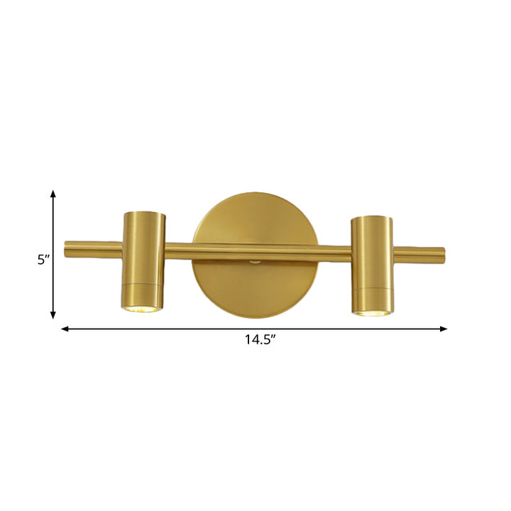 Skørter | 2/3/4-Light LED Tube Vanity Lamp Traditional Brass Metal Wall Sconce Lighting for Bathroom