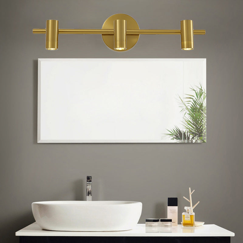 Skørter | 2/3/4-Light LED Tube Vanity Lamp Traditional Brass Metal Wall Sconce Lighting for Bathroom