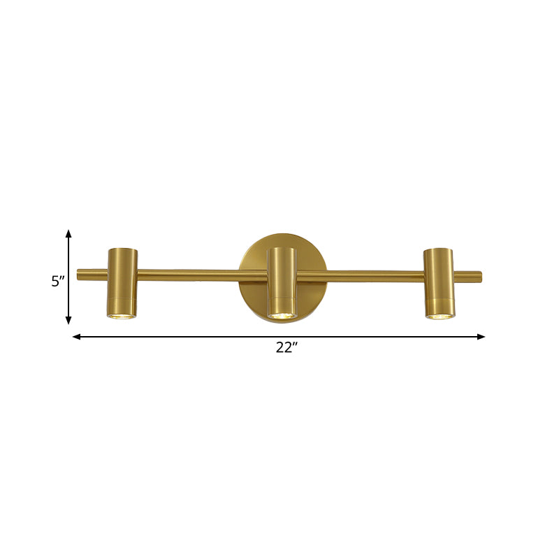 Skørter | 2/3/4-Light LED Tube Vanity Lamp Traditional Brass Metal Wall Sconce Lighting for Bathroom