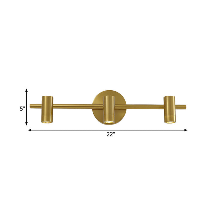 Skørter | 2/3/4-Light LED Tube Vanity Lamp Traditional Brass Metal Wall Sconce Lighting for Bathroom