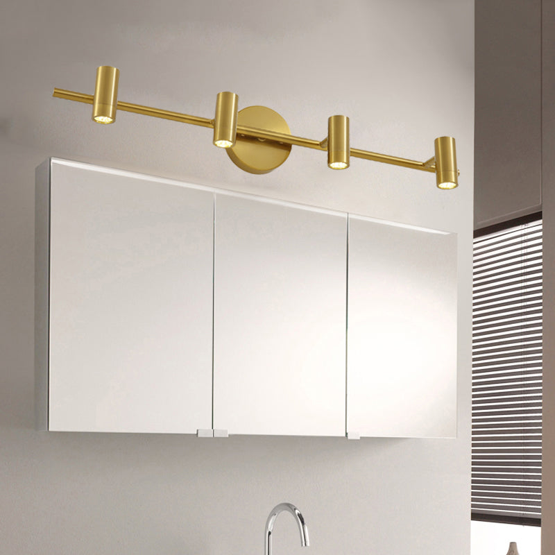 Skørter | 2/3/4-Light LED Tube Vanity Lamp Traditional Brass Metal Wall Sconce Lighting for Bathroom
