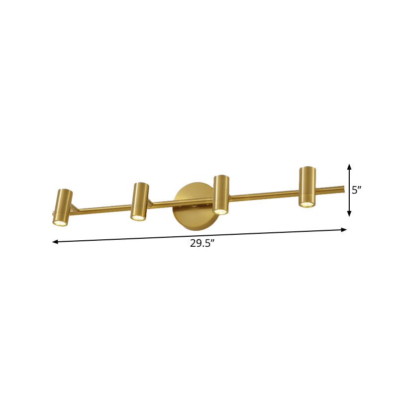 Skørter | 2/3/4-Light LED Tube Vanity Lamp Traditional Brass Metal Wall Sconce Lighting for Bathroom