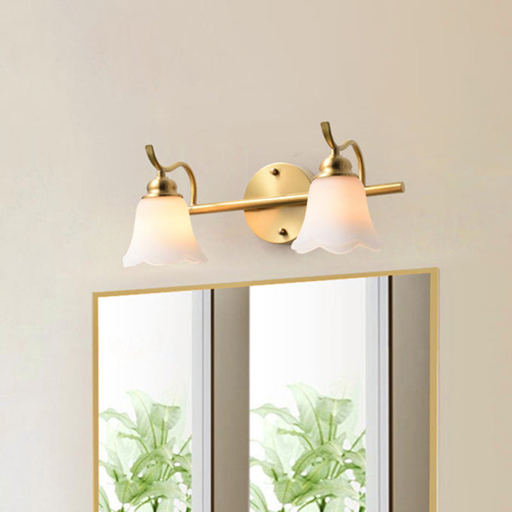 Skørter | Flower Bathroom Wall Sink Light Traditionalist Metal 2/3 Bulbs LED Brass Wall Lamp Lighting