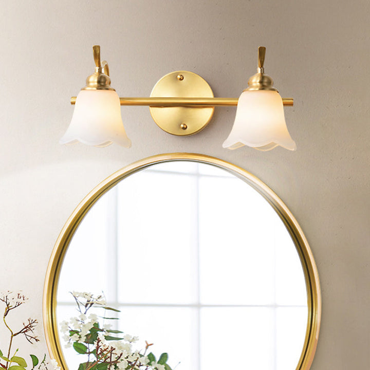 Skørter | Flower Bathroom Wall Sink Light Traditionalist Metal 2/3 Bulbs LED Brass Wall Lamp Lighting