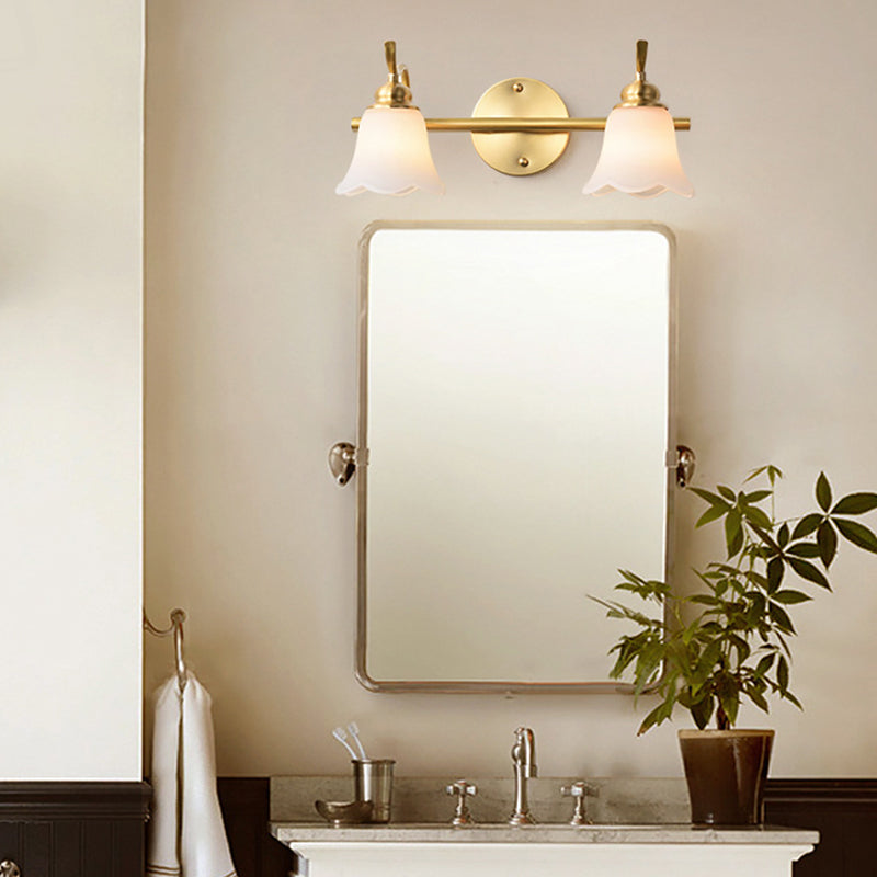 Skørter | Flower Bathroom Wall Sink Light Traditionalist Metal 2/3 Bulbs LED Brass Wall Lamp Lighting