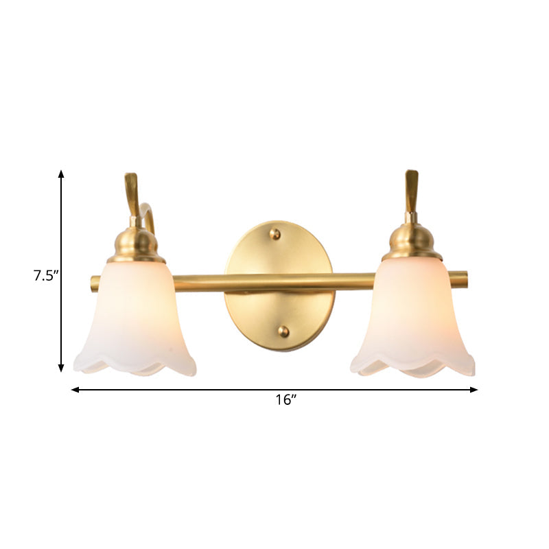 Skørter | Flower Bathroom Wall Sink Light Traditionalist Metal 2/3 Bulbs LED Brass Wall Lamp Lighting