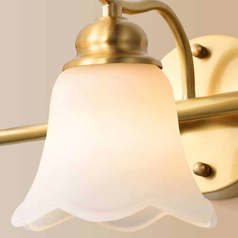 Skørter | Flower Bathroom Wall Sink Light Traditionalist Metal 2/3 Bulbs LED Brass Wall Lamp Lighting