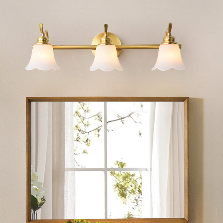 Skørter | Flower Bathroom Wall Sink Light Traditionalist Metal 2/3 Bulbs LED Brass Wall Lamp Lighting
