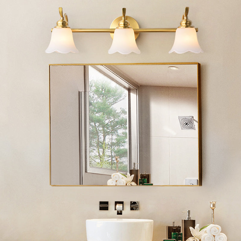Skørter | Flower Bathroom Wall Sink Light Traditionalist Metal 2/3 Bulbs LED Brass Wall Lamp Lighting