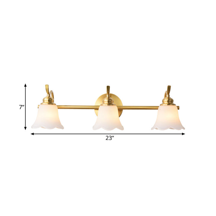 Skørter | Flower Bathroom Wall Sink Light Traditionalist Metal 2/3 Bulbs LED Brass Wall Lamp Lighting