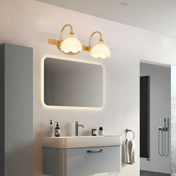 Skørter | Blossom Bathroom Mirror Lighting Traditional Metal LED 2/3/4 Heads Brass Wall Mounted Lamp