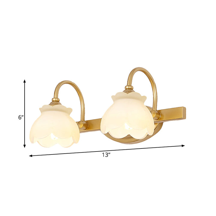 Skørter | Blossom Bathroom Mirror Lighting Traditional Metal LED 2/3/4 Heads Brass Wall Mounted Lamp