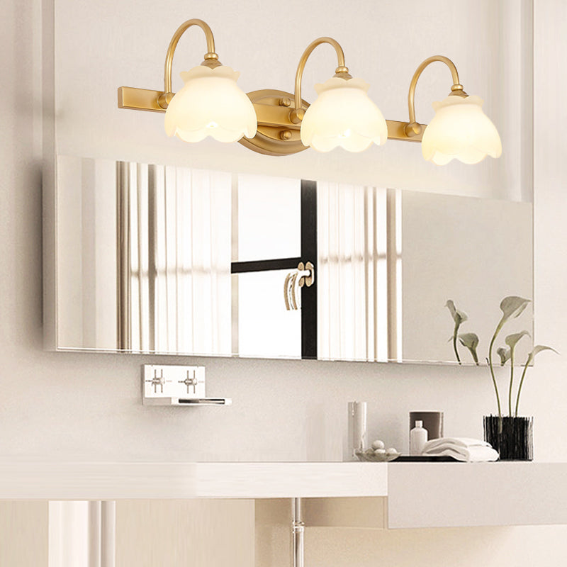 Skørter | Blossom Bathroom Mirror Lighting Traditional Metal LED 2/3/4 Heads Brass Wall Mounted Lamp