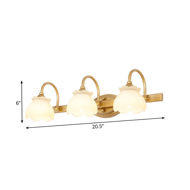 Skørter | Blossom Bathroom Mirror Lighting Traditional Metal LED 2/3/4 Heads Brass Wall Mounted Lamp