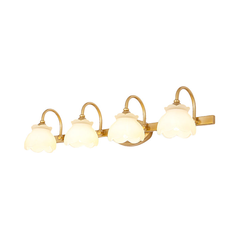 Skørter | Blossom Bathroom Mirror Lighting Traditional Metal LED 2/3/4 Heads Brass Wall Mounted Lamp