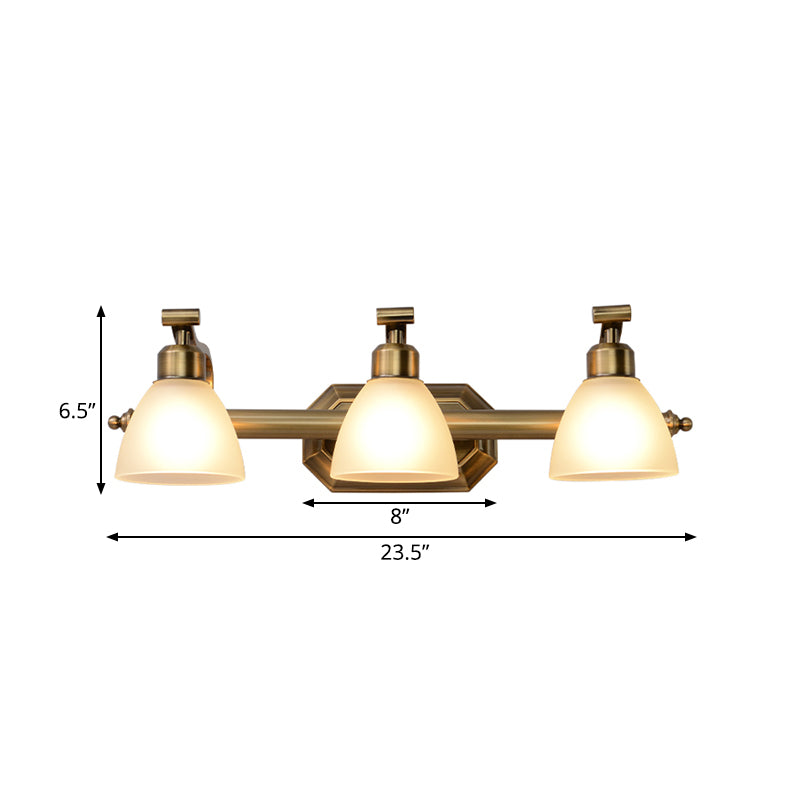 Skørter | Brass 2/3/4 Lamps Vanity Light Traditionalism Metal Bowl Wall Mount Light Fixture for Bathroom