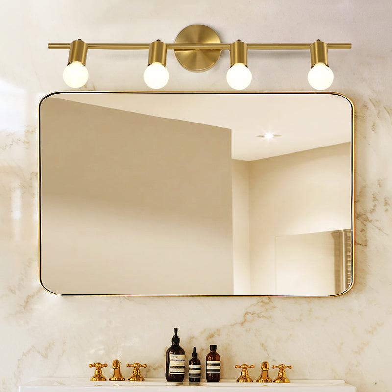 Skørter | Metal Brass Wall Sconces Linear LED 2/3/4-Ball Traditional Vanity Wall Lamp for Bathroom