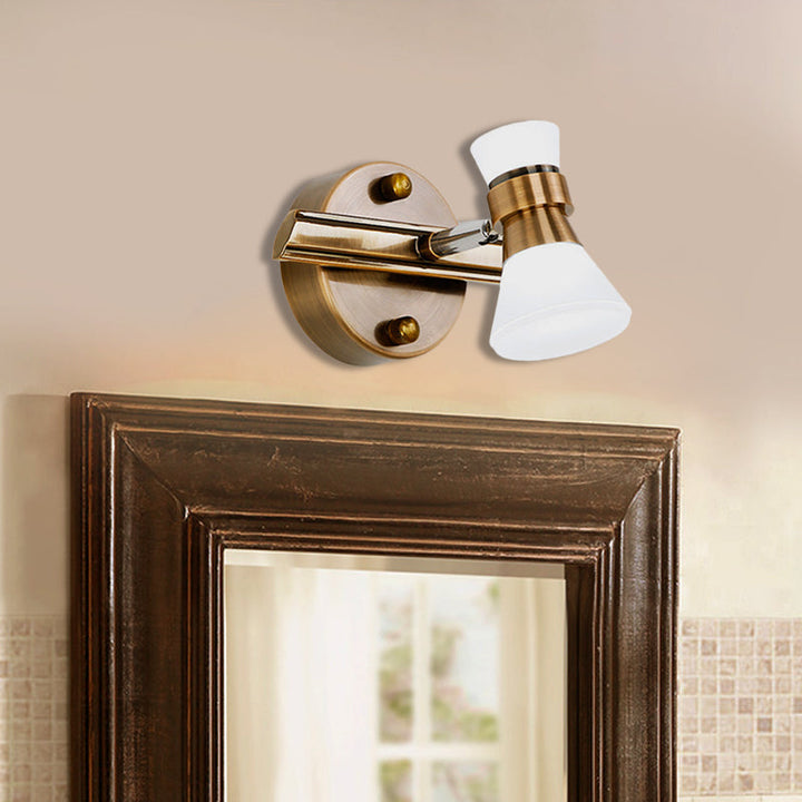 Skørter | Tilted Bathroom Wall Vanity Light Traditionalist Metal 1/2/3-Light LED Brass Wall Lighting Fixture in Warm/White Light