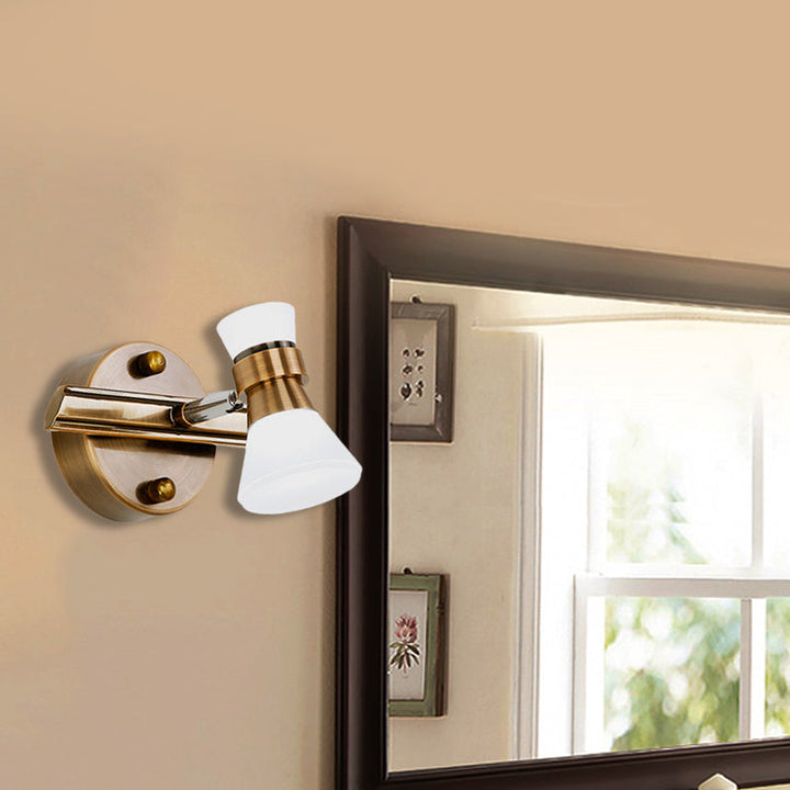 Skørter | Tilted Bathroom Wall Vanity Light Traditionalist Metal 1/2/3-Light LED Brass Wall Lighting Fixture in Warm/White Light